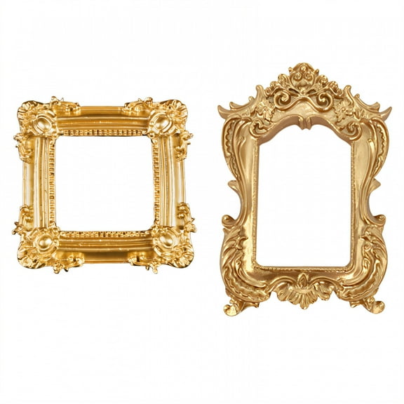 DESIGNICE 2Pcs Vintage Picture Frames,Combo Play Photo Frames,Free Arrange Gold Picture Frames,5.91"X5.91",Style1