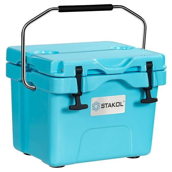 Stakol16 Quart Ice Chest Water Cooler with Cup Holders, Blue