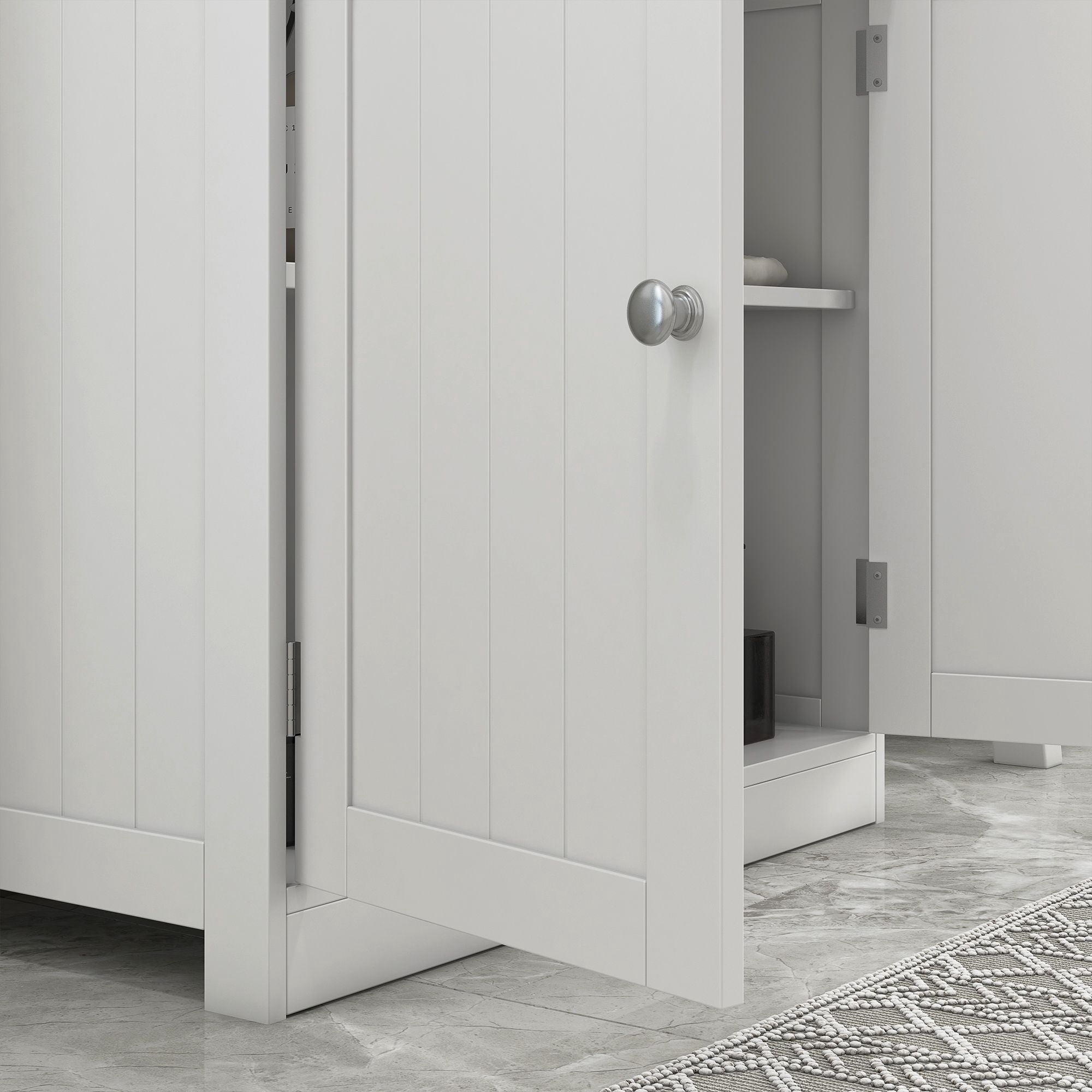 Under Sink Cabinet, Bathroom Vanity with 2 Doors & Shelf for Pedestal Sink, White
