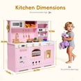 thumbnail image 3 of Wooden Play Kitchen for Kids, Pretend Toy Kitchen Set with Realistic Lights & Sounds, Versatile Storage, Fun Accessories, Perfect Gift for Ages 3+, Pink, 3 of 10