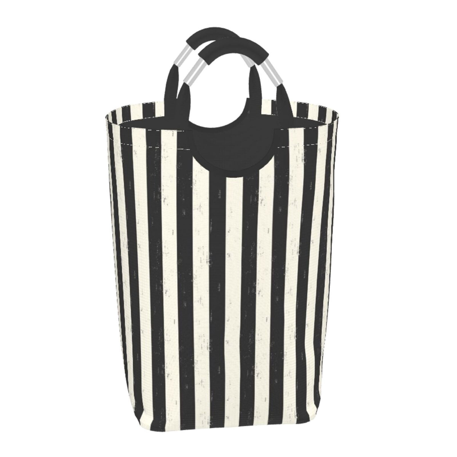 Picia Black And White Thick Stripes Laundry Basket With Handles Laundry Hamper Toys Storage Organizer Foldable Bucket Washing Bin Dirty Clothes Bag For Home Bathroom Bedroom Dorm