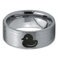 thumbnail image 2 of Tungsten Rubber Ducky Duck Band Ring 8mm Men Women Comfort Fit Gray Flat Cut Brushed Polished, 2 of 4