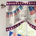 thumbnail image 5 of Independence Day Tie Up Valances Curtain, Adjustable Kitchen Red Blue USA Flag Floral Fireworks Linen Texture Valances for Windows Decor, Rod Pocket Short Curtains Set for Bedroom/Bathroom, 54"x18", 5 of 9