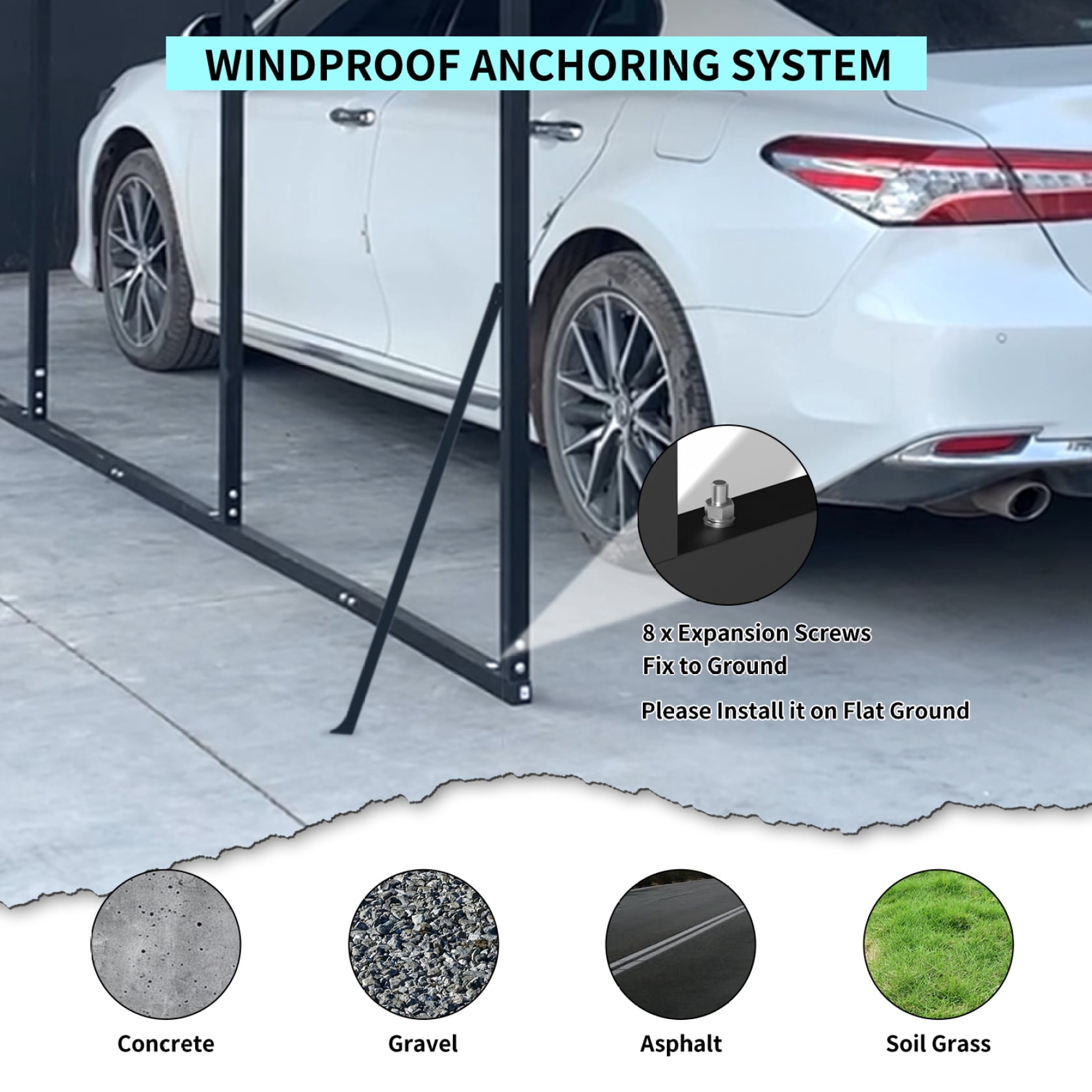 Miekor Furniture 20x20FT Metal Carport Heavy Duty with Galvanized Steel Roof, Outdoor Garage Car Shelter Shade for 2 Cars, Boats and Truck 61116