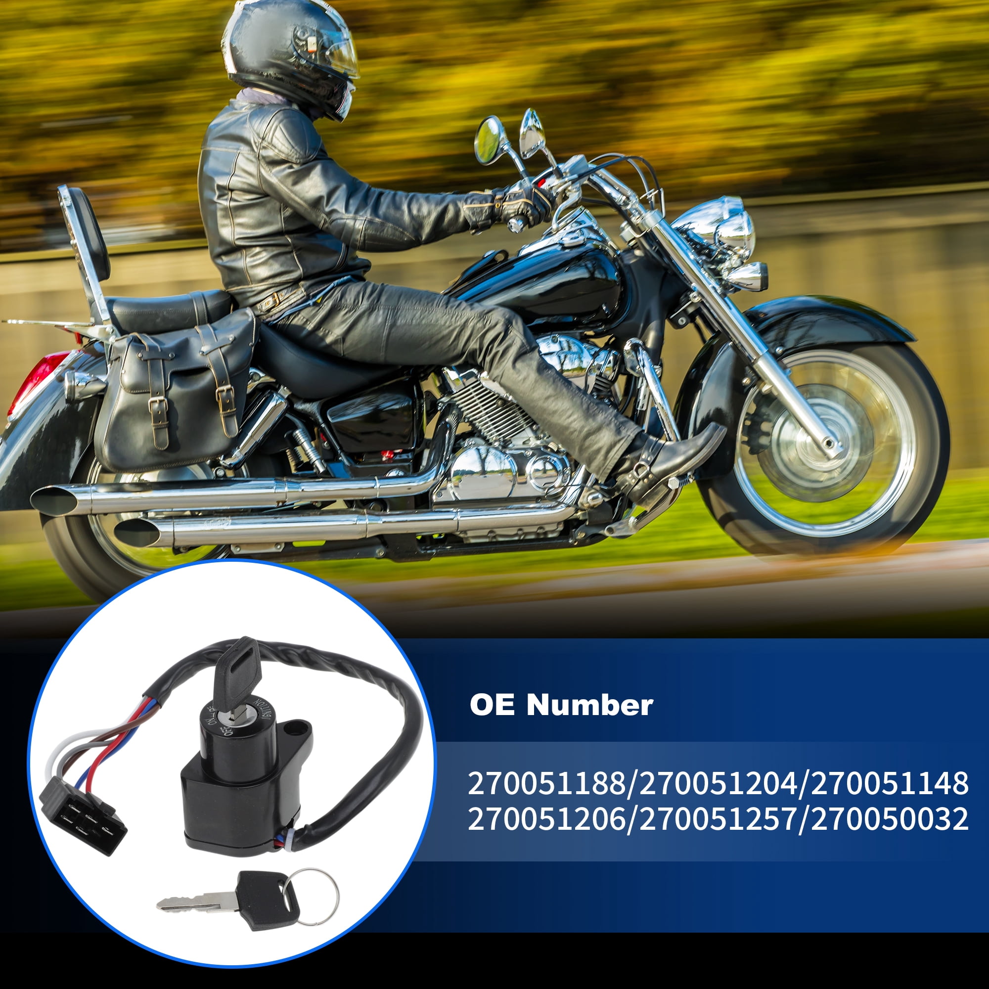 Unique Bargains Motorcycle Ignition Switch for Kawasaki EN400 EN500 VN400 270051188