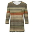 thumbnail image 5 of Charella 3/4 Length Sleeve Shirts for Women Striped Printed Crew Neck Tee Casual Loose Fit Color Block Tops (L, Multicolor 6), 5 of 5
