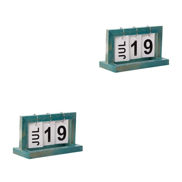 Calendario de giro de página Bewildely para El hogar oficina aula decoración de pie madera 20x12x9cm color Negro Azul