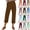 23# Coffee, variant on Women Capri Pants 2026 Summer Trendy Linen Cropped Trouser with Pockets Beach Casual Cruise Fashion Capris Clothes Pink S