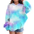 thumbnail image 4 of YunPes Girls Sweatshirt Winter Tie Dye Retro Print Sweatshirt Long Sleeve Comfortable Cute Sweatshirt Zip up Hoodie, 4 of 7