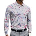thumbnail image 2 of Men's Golf Polo Shirt Paint Splatter Print Short Sleeve Moisture Wicking Tee Casual Slim Fit Performance Sports Top, L, 2 of 4