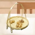 thumbnail image 3 of Cesta de frutas tejida a mano, cesta de comida, bandeja de pie, cesta de comida, bandeja para servir, soporte para cocina, habitación, cafetería, mesa Beige 1 Capa, 3 of 5