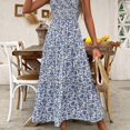 thumbnail image 2 of Womens Blue And White Ditsy Floral Spaghetti Strap Maxi Vacation Dress, 2 of 7
