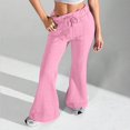 thumbnail image 4 of WTOBBY Ladies Fashion Loose Drawstring Waist Solid Color Cargo Pants Leisure Flares Casual Wear with Utility Pockets,Pink 2XL, 4 of 6