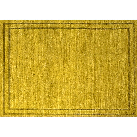 Ahgly Company Machine Washable Indoor Rectangle Oriental Yellow Industrial Area Rugs, 3' x 5'