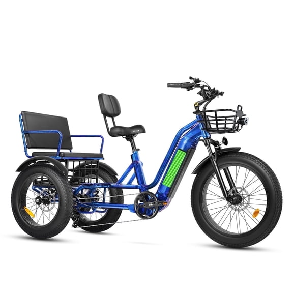 Zycle Z700 Electric Trike for Adults, 750W Rear Motor Electric Trike with Passenger Seat, 20AH 48V, 2 Seater Electric Tricycle, Parking Brake, Differential