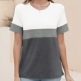 thumbnail image 5 of Pincandy Women's Casual Fashion Striped Printed T-shirt Round Neck Color Block Short Sleeve Tops Casual Summer Tees,Gray,S, 5 of 7