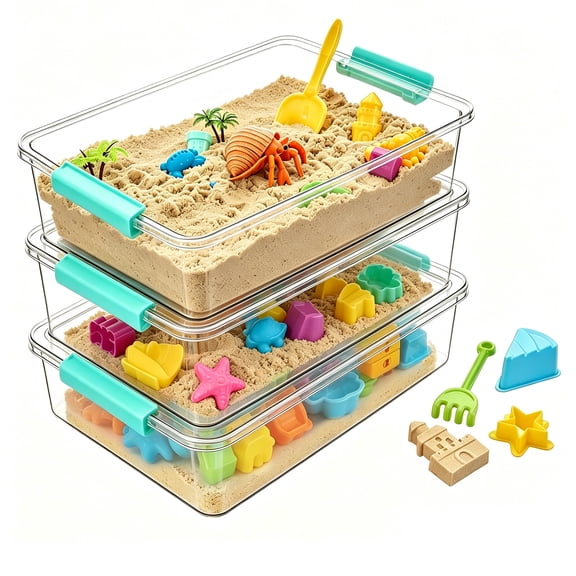 Sindcom 6 Qt Plastic Storage Bins with Lids, Clear Sensory Bins, Arts Crafts Organizers and Storage, Stackable Containers for Home Office and School Supplies, 3 Pack