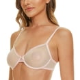 thumbnail image 3 of Wingslove Women's Sexy Sheer Bra Unlined Underwire Support See Through Everyday Bra with Silicone Nipple, Pink 34C, 3 of 5