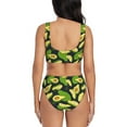 thumbnail image 3 of Kdxio Fresh Avocado Print Women's 2 Piece High Waisted Wrap Spaghetti Strap Summer Swimsuit Bikini Set-Large, 3 of 7