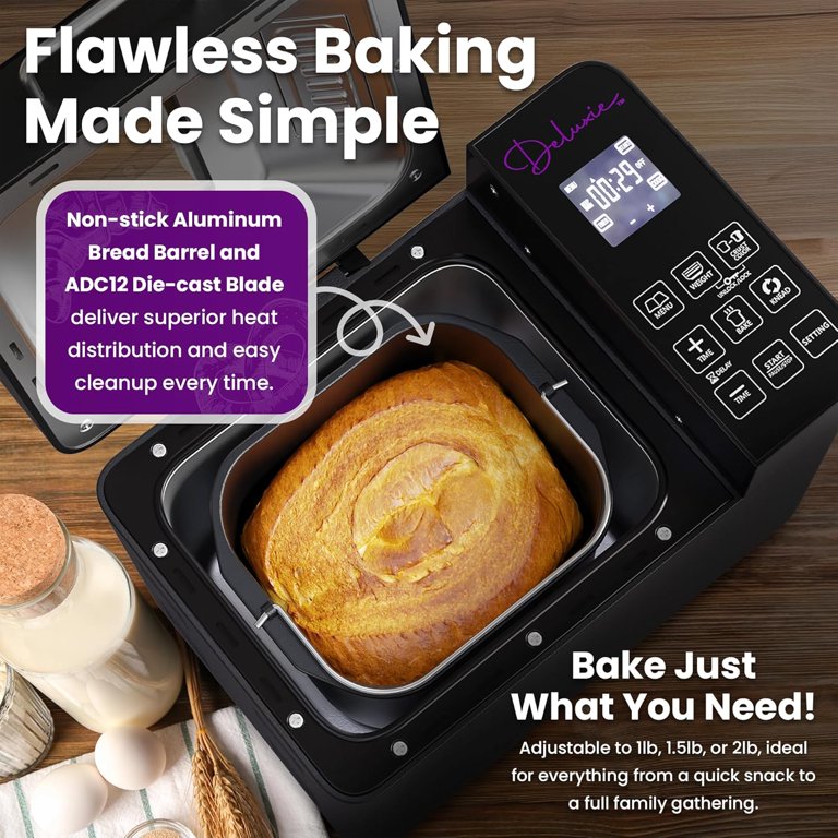 Automatic Bread Maker Deluxie 2LB Sourdough Bread Maker Machine - 17 ...