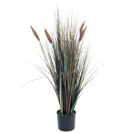 4 Foot Artificial Cattail Grass – Large Faux Potted Plant for Indoor or Outdoor Decoration at Home, Office, or Restaurant by Pure