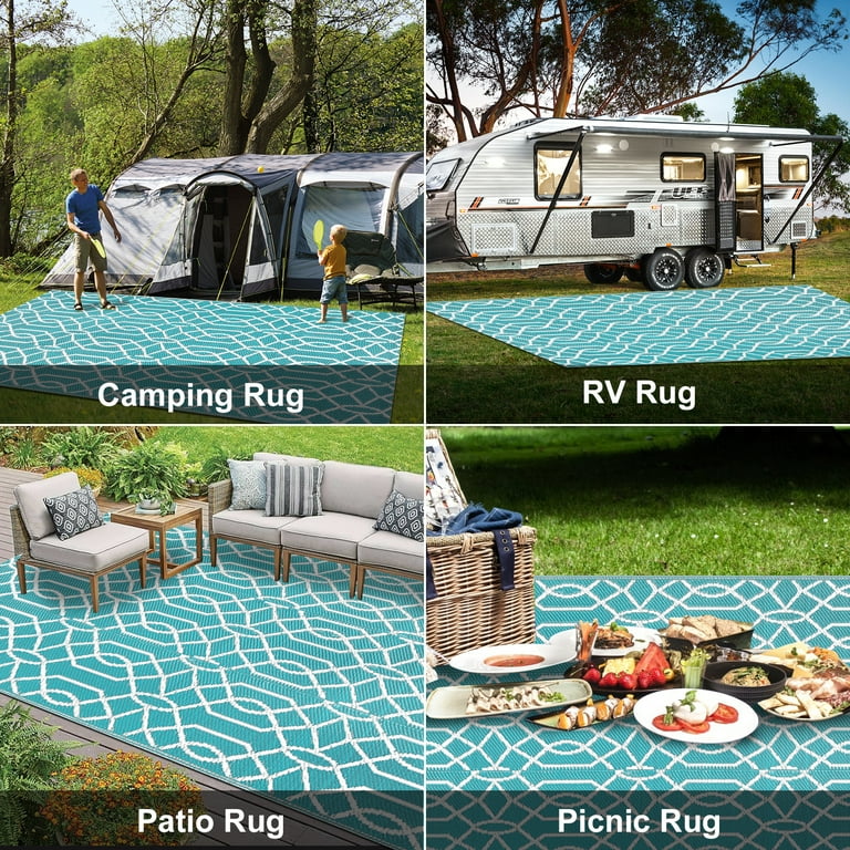 Yamaziot 9'x12' Outdoor Rugs Patio Rug Reversible Mats, RV Rug, Waterproof  Camping Area Rug Plastic Straw Carpet Outdoor Mat for Porch, Balcony