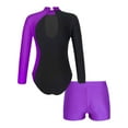 thumbnail image 2 of YONGHS Kids Girls 2 Pieces Gymnastics Outfits Long Sleeve Ballet Dance Leotard with Shorts Set Purple 8, 2 of 5