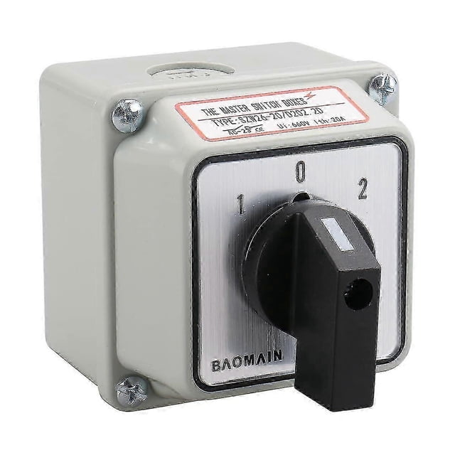 Interruptor de conmutación rotatorio universal SZW26-20/D202.2D con caja exterior de interruptor maestro, 660 V, 20 A, 3 posiciones, 2 fases, Lucky B