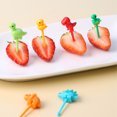 thumbnail image 4 of Paquete de 10 (6 por paquete) tenedor de fruta de dinosaurio, palito bento de animal de dibujos animados para bebé, tenedor decorativo, palito de fruta, 4 of 6