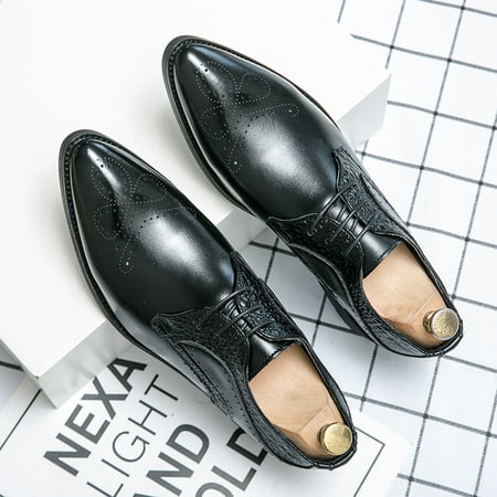 

Men‘s Brogue Pointed Toe Dress Shoes Derby Shoes Classic Formal Shoes For Wedding Business Party
