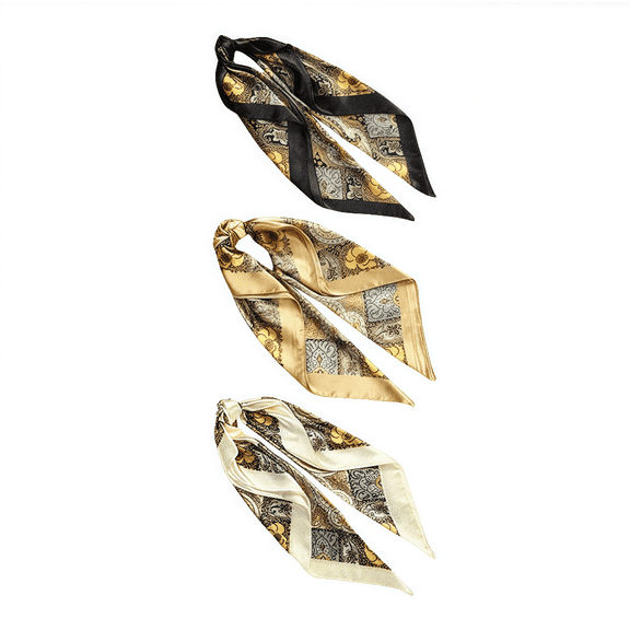 3-Pack Silk-Like Satin Hair Scarf for Women - 90x90cm (35") Large Square Head Scarves: Sleeping Wrap, Bandana & Stylish Hair Accessory (Lightweight, Non-Slip)