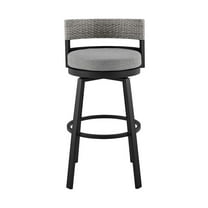 Armen Living Encinitas 26" Aluminum Outdoor Counter Stool in Dark Gray/Black