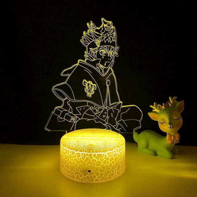 Luz nocturna LED 3D negra con tréboles que cambian de color