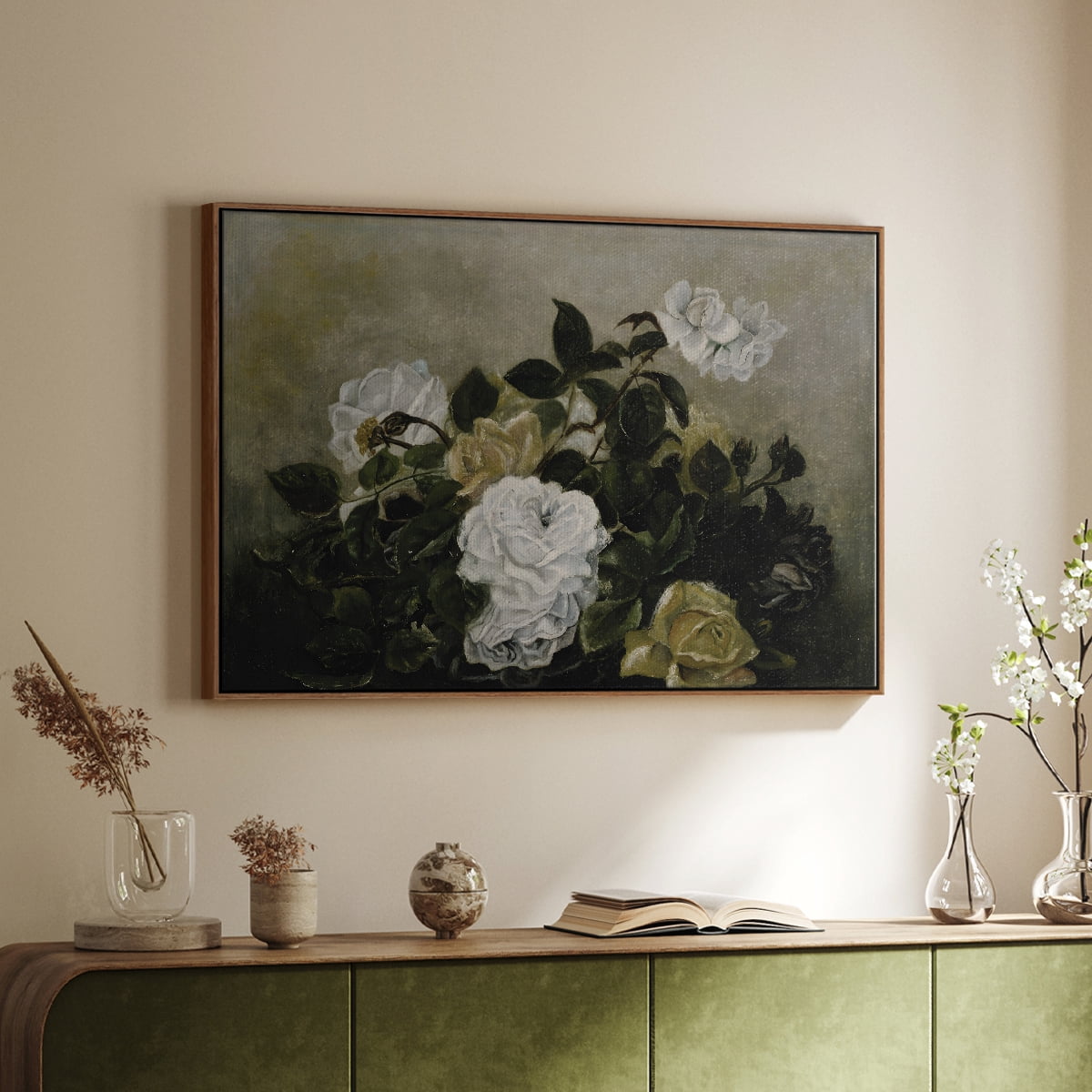 Vintage Landscape-CCLVII By Wexford Home Framed in Walnut Wood Gallery Wrapped Canvas 25 in. x 37 in.