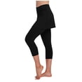 thumbnail image 3 of UVEASISHA Women Skirted Capri Leggings High Waisted Stretchy Cropped Pants Fashionable Dance Yoga Active Wear Workout Bottoms Black XL, 3 of 7
