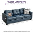 thumbnail image 2 of AODAILIHB 88" W Faux Leather 3-Seat Sofa, Modern Tufted Comfy Office Small Couch w/USB Charging Ports and Wide Arms, Blue, 2 of 9