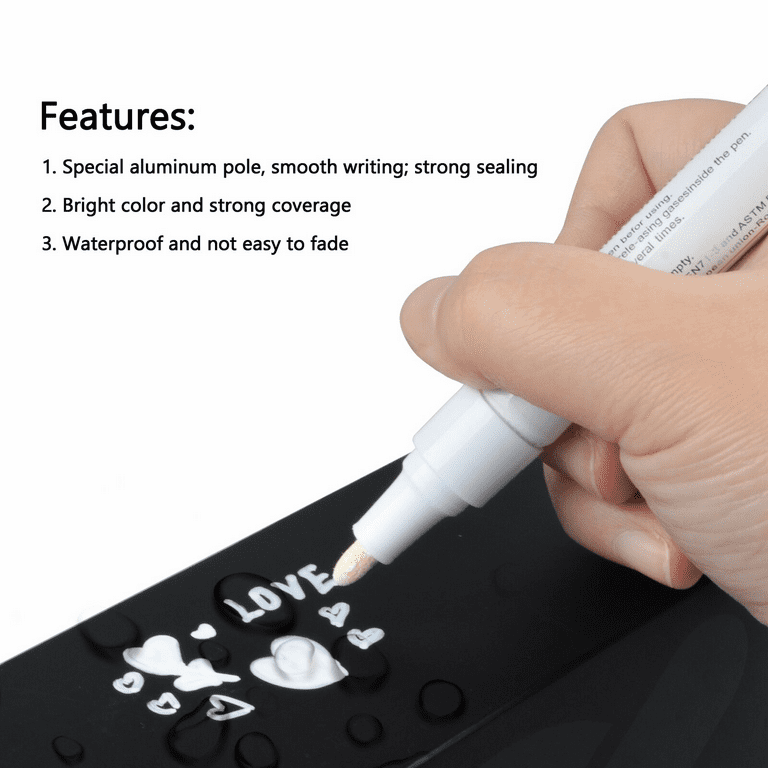 3pcs White Marker Pen Paint Oily Waterproof Tire Painting Graffiti