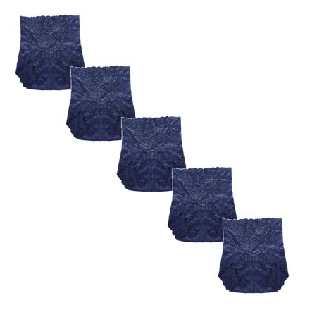 

Womens Underwear Brief High Waist Lace Tummy Control Stretch Underpant Panties5PC