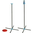 Flying Disc Bottle Drop Yard Game Toss Set with Poles & Bottles For