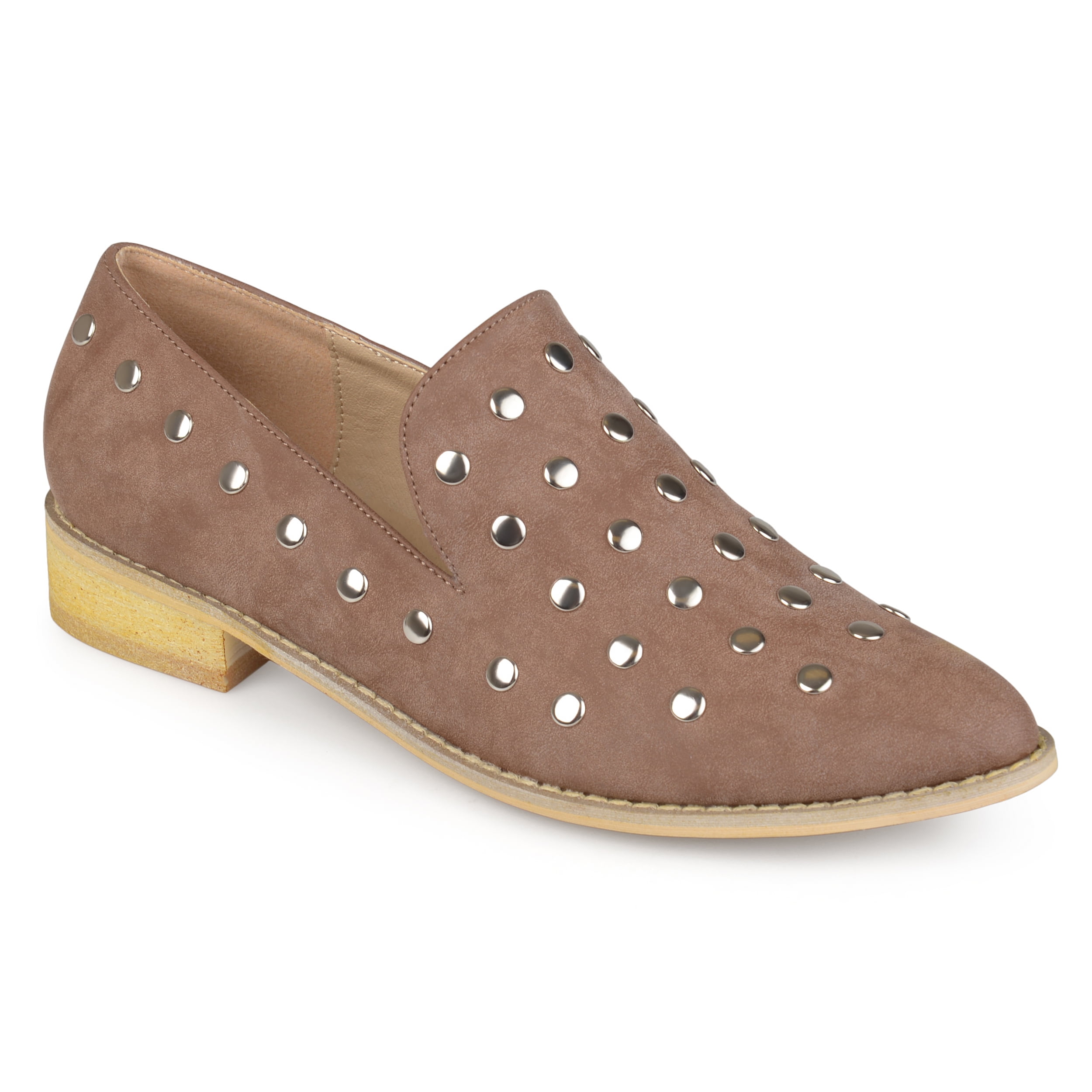 Women's Nubuck Stud Pointed Toe Flats