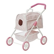 Olivia's Little World Play Pet Stroller + Pet Carrier, Pink/White
