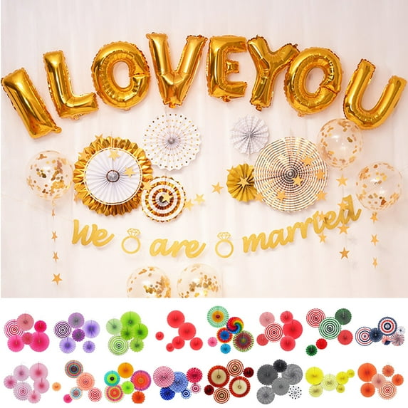 Cheers.US Wall Decoration Set/6 Pcs, Garlands Paper Fan Flower Tissue Pom Poms Decoration Hanging Decor, Birthday Party Baby Shower Wedding Events Decor | Creative Art Design Pattern