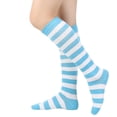 thumbnail image 4 of Knee High Striped Socks for Women - Long Thin Tube Sports Thigh High Socks Tall Stockings Light Blue, 4 of 4