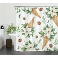 thumbnail image 2 of HVEST Christmas Floral Shower Curtain with Watercolor Flower on Ice Cream Design - Boho Christmas Flowers Bathroom Decor, Waterproof Polyester Fabric, Includes 12 Hooks, 72x78 Inches, 2 of 7