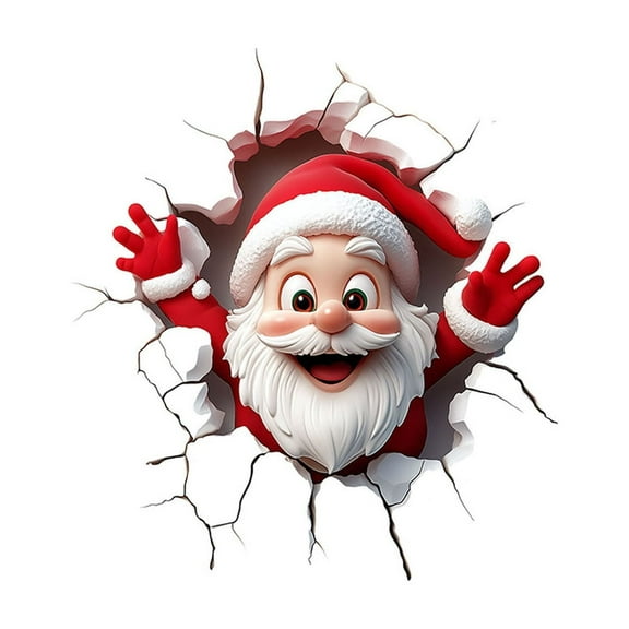 Santa Breaking Through Wall Sticker, Waterproof Vinyl Decals for Many Purpose Like Cars, Trucks, Laptops, Phones, Windows and More