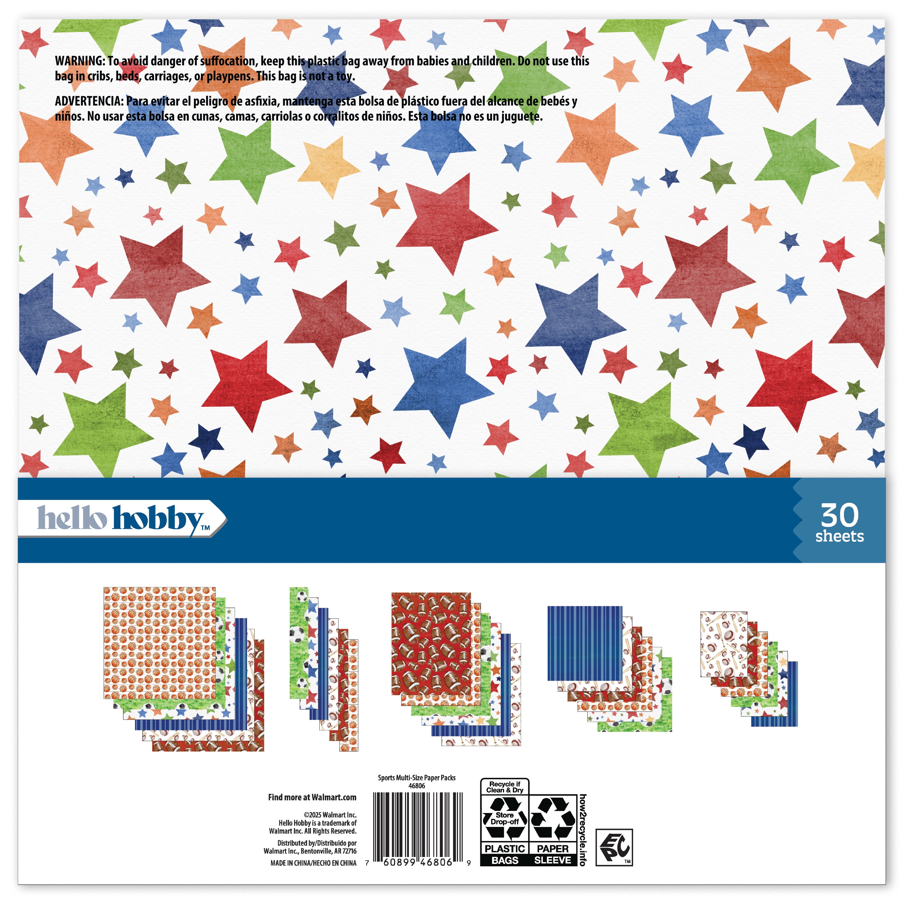Hello Hobby Sports Multi-Size Paper Pack for Scrapbooking and Crafting