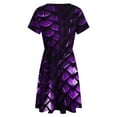 thumbnail image 5 of Purple Dragon Scales Dress Summer Street Style Dresses Female Short Sleeve Printed Sundress, 5 of 7