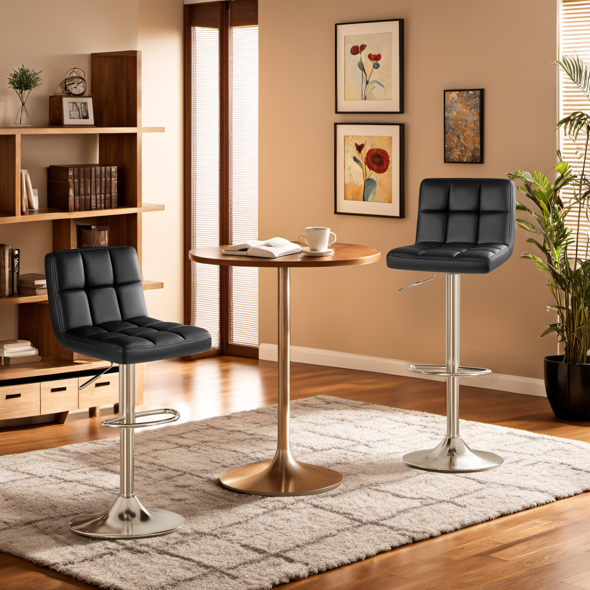 Furmax Swivel Bar Stools with Back, PU Leather, Black, Set of 4 photo 8