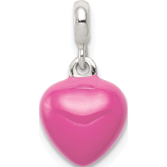 Jewelry by Sweet Pea Sterling Silver Pink Enamel Heart Enhancer