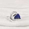 thumbnail image 3 of Lapis Lazuli Ring, Rough Lapis Lazuli Ring, Afghani Lapis, Crescent Moon Adjustable Ring, 925 Sterling Silver, Womens Ring, Christmas, Thanksgiving, Handmade, Statement Jewelry, Rough Gemstone Jewelry, 3 of 5